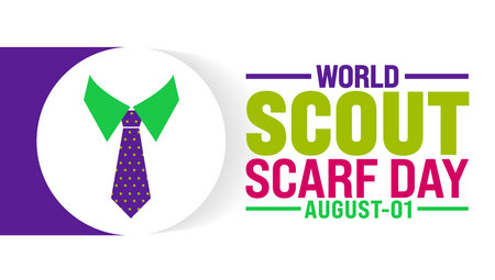 World Scout Scarf Day is observed every year in August. Holiday concept. Template for background, banner, card, poster, placard, design template with unique shapesのイラスト素材