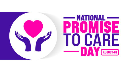 National Promise to Care Day is observed every year in August. Holiday concept. Template for background, banner, card, poster, placard, design template with unique shapesのイラスト素材