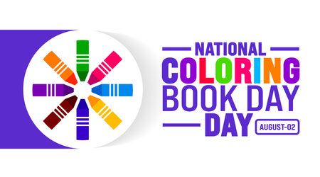 National Coloring Book Day is observed every year in August. Holiday concept. Template for background, banner, card, poster, placard, design template with unique shapesのイラスト素材