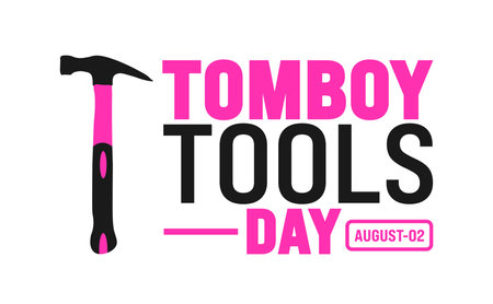 Tomboy Tools Day is observed every year in August. Holiday concept. Template for background, banner, card, poster, placard, design template with unique shapes with standard color.のイラスト素材