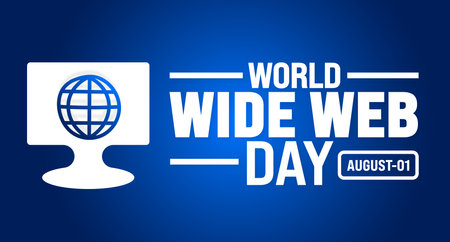 World Wide Web Day is observed every year in August. Holiday concept. Template for background, banner, card, poster, placard, design template with unique shapes with standard colorのイラスト素材