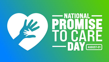 National Promise to Care Day is observed every year in August. Holiday concept. Template for background, banner, card, poster, placard, design template with unique shapesのイラスト素材