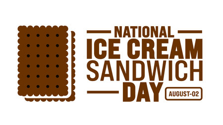 National Ice Cream Sandwich Day is observed every year in August. Holiday concept. Template for background, banner, card, poster, placard, design template with unique shapesのイラスト素材