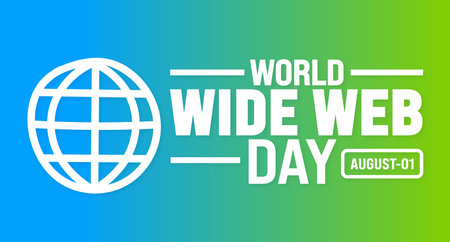 World Wide Web Day is observed every year in August. Holiday concept. Template for background, banner, card, poster, placard, design template with unique shapes with standard colorのイラスト素材