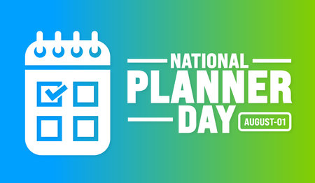 National Planner Day is observed every year in August. Holiday concept. Template for background, banner, card, poster, placard, design template with unique shapesのイラスト素材