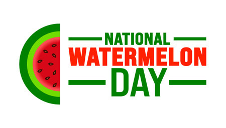 National Watermelon Day is observed every year in August. Holiday concept. Template for background, banner, card, poster, placard, design template with unique shapes with standardのイラスト素材