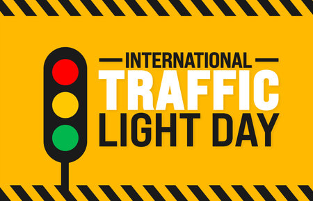 International Traffic Light Day is observed every year in August. Holiday concept. Template for background, banner, card, poster, placard, design template with unique shapesのイラスト素材