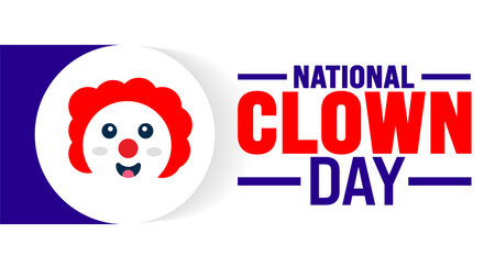 National Clown Day is observed every year in August. Holiday concept. Template for background, banner, card, poster, placard, design template with unique shapes with standard colorのイラスト素材