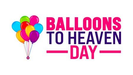 Balloons to Heaven Day is observed every year in August. Holiday concept. Template for background, banner, card, poster, placard, design template with unique shapesのイラスト素材