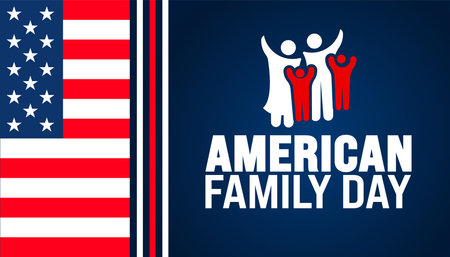 American Family Day is observed every year in August. Holiday concept. Template for background, banner, card, poster, placard, design template with unique shapesのイラスト素材