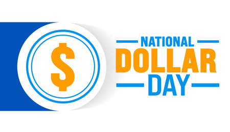 National Dollar Day is observed every year in August. Holiday concept. Template for background, banner, card, poster, placard, design template with unique shapesのイラスト素材
