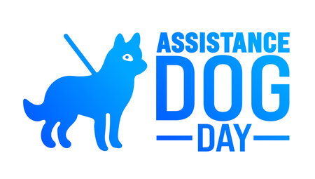 Assistance Dog Day is observed every year in August. Holiday concept. Template for background, banner, card, poster, placard, design template with unique shapes with standard colorのイラスト素材