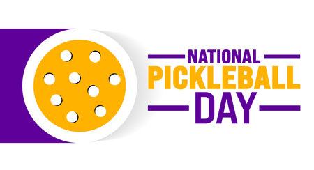 National Pickleball Day is observed every year in August. Holiday concept. Template for background, banner, card, poster, placard, design template with unique shapesのイラスト素材