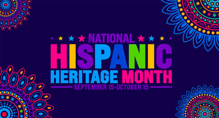 National Hispanic Heritage Month festival mandala background or banner template. use to banner, card, poster, placard, design template with unique shapes with standard color.のイラスト素材