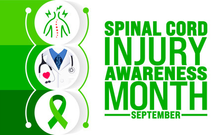 National Spinal Cord Injury Awareness Month is observed every year in September. Holiday concept. Template for background, banner, card, poster, placard, design template.のイラスト素材