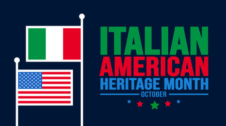 Italian American Heritage Month background or banner design template  is observed every year in October. Holiday concept. Template for card, poster, placard, template. epsのイラスト素材