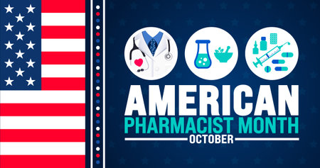 American Pharmacist Month USA flag background or banner design template is observed every year in October. Holiday concept. Template for card, poster, placard, template. eps 10のイラスト素材