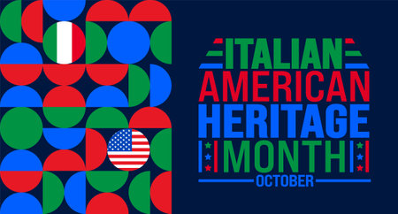 Italian American Heritage Month background or banner design template  is observed every year in October. Holiday concept. Template for card, poster, placard, template. epsのイラスト素材