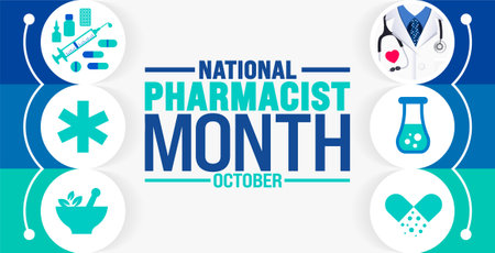 national pharmacist month background or banner design template is observed every year in October. Holiday concept. Template for card, poster, placard, template. eps 10のイラスト素材