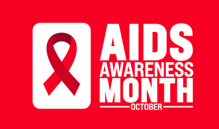 AIDS Awareness Month background or banner design template is observed every year in October. Holiday...
