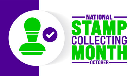 National Stamp Collecting Month background or banner design template is observed every year in...
