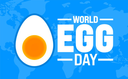 World Egg Day background or banner design template is observed every year in October. Holiday concept. Template for card, poster, placard, template. eps 10のイラスト素材