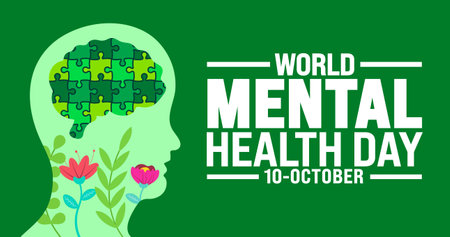 World Mental Health Day background or banner design template is observed every year in October. Holiday concept. Template for card, poster, placard, template. eps 10