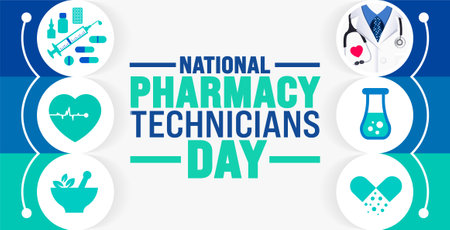 National Pharmacy Technicians Day background or banner design template is observed every year in October. Holiday concept. Template for card, poster, placard, template. eps 10のイラスト素材