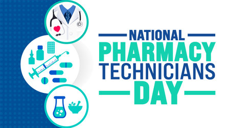 National Pharmacy Technicians Day background or banner design template is observed every year in October. Holiday concept. Template for card, poster, placard, template. eps 10のイラスト素材