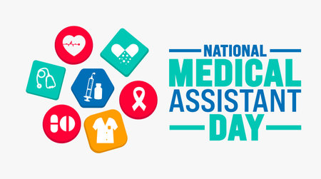 National Medical Assistant Day background or banner design template is observed every year in October. Holiday concept. Template for card, poster, placard, template. eps 10のイラスト素材