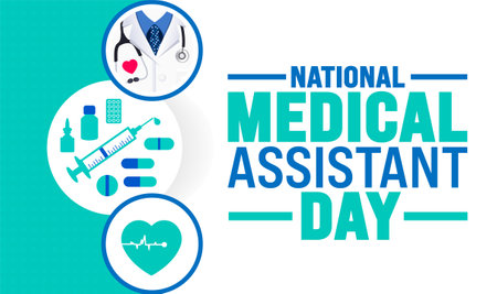 National Medical Assistant Day background or banner design template is observed every year in October. Holiday concept. Template for card, poster, placard, template. eps 10のイラスト素材
