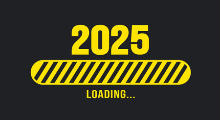 2025 progress loading bar background or banner design template. Happy new year wish loading bar...