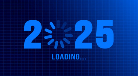 2025 progress loading bar corporate business technology blue color background or banner design...