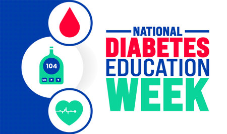 National Diabetes Education Week background or banner design template is observed every year in November. Holiday concept. Template for card, poster, placard, template.のイラスト素材