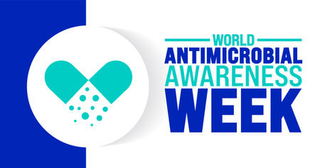World Antimicrobial Awareness Week background or banner design template is observed every year in November. Holiday concept. Template for card, poster, placard, template.のイラスト素材
