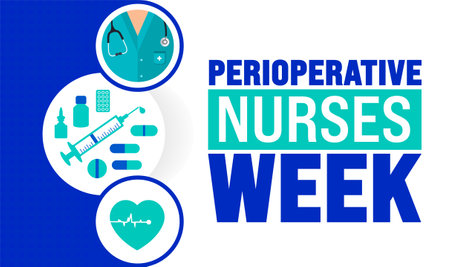 Perioperative Nurses Week background or banner design template is observed every year in November. Holiday concept. Template for card, poster, placard, template.のイラスト素材