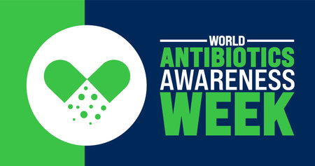 World Antibiotics Awareness Week background or banner design template is observed every year in November. Holiday concept. Template for card, poster, placard, template.のイラスト素材