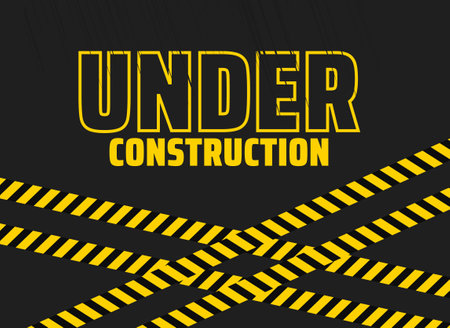 under construction Industrial caution warning Sign background or banner with black and yellow stripes.のイラスト素材