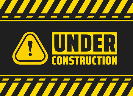 under construction Industrial caution warning Sign background or banner with black and yellow stripes.のイラスト素材