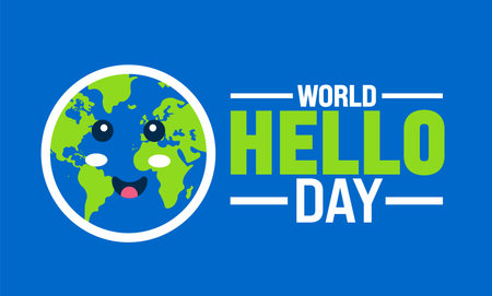 World Hello Day background or banner design template is observed every year in November. Holiday concept. Template for card, poster, placard, template.のイラスト素材