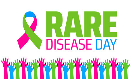 Rare Disease Day background banner or poster design template. observed every year in February. Holiday concept. Use to any Template, card, poster, placard, template.のイラスト素材