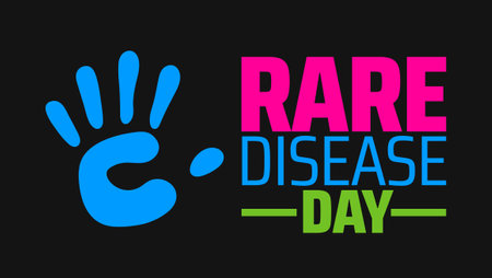 Rare Disease Day background banner or poster design template. observed every year in February. Holiday concept. Use to any Template, card, poster, placard, template.のイラスト素材