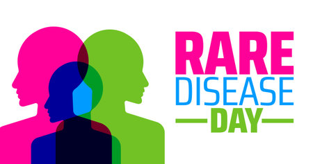 Rare Disease Day background banner or poster design template. observed every year in February. Holiday concept. Use to any Template, card, poster, placard, template.のイラスト素材