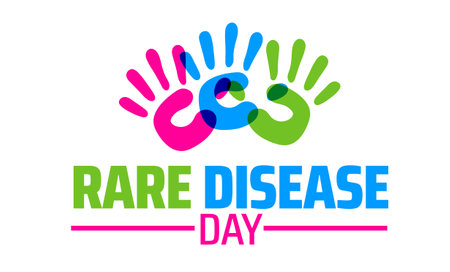 Rare Disease Day background banner or poster design template. observed every year in February. Holiday concept. Use to any Template, card, poster, placard, template.のイラスト素材