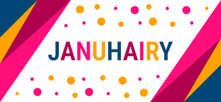 January lettering on a colorful geometric background. Vector Illustration.のイラスト素材