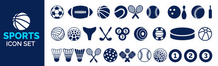 Sports icons set. Collection of sports icons on white background. Vector illustrationのイラスト素材