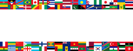 Flags of the world on a white background with space for text.のイラスト素材
