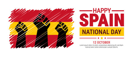 Banner design of happy spain day template, vector illustration.のイラスト素材