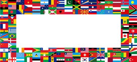 Flags of the world on a white background with space for text.のイラスト素材