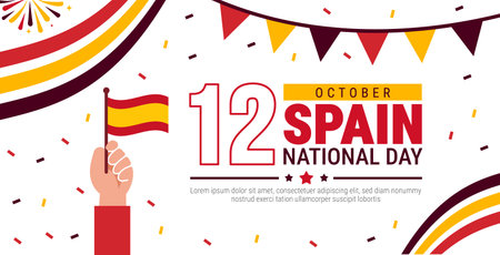 Vector illustration of a Background for Spain National Day. Suitable for greeting card, poster and banner.のイラスト素材
